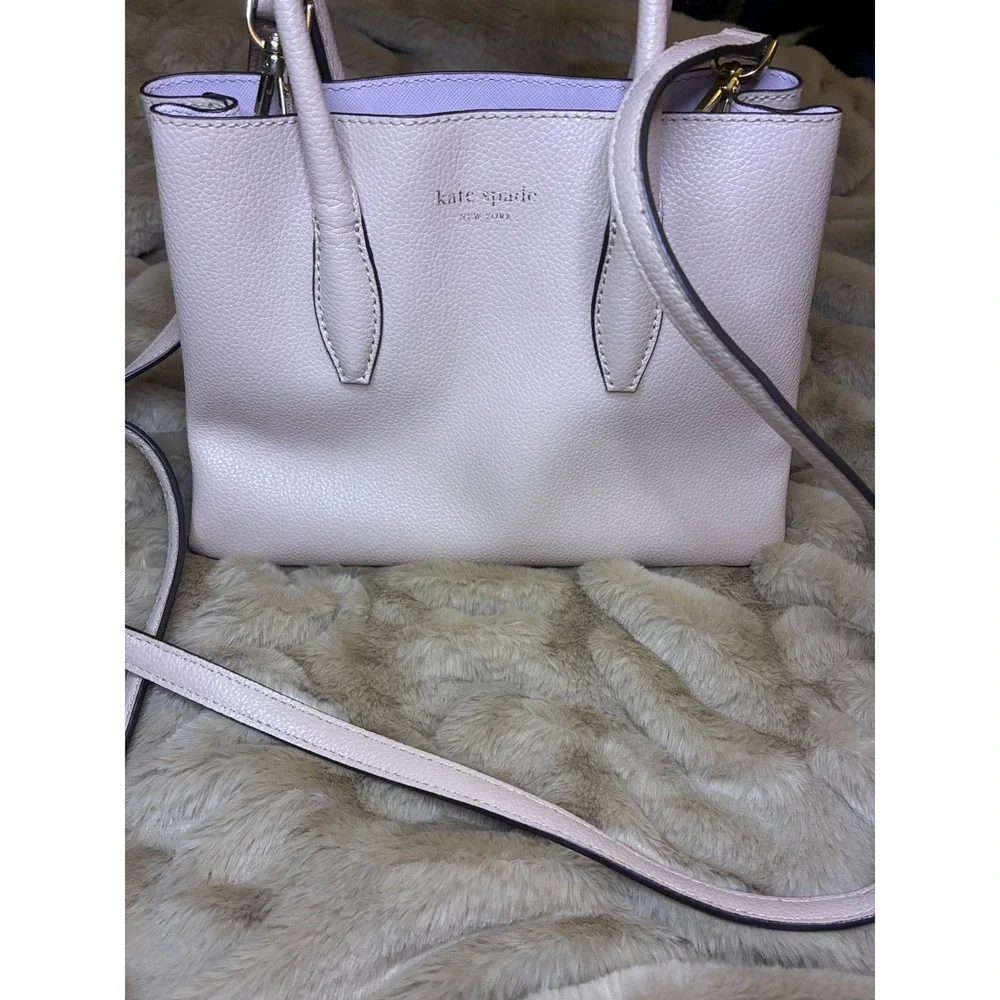 Kate Spade New York Pebbled Leather Small Satchel Crossbody Bag Pink Lavender